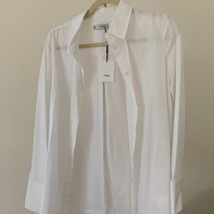 Ladies white button down shirt